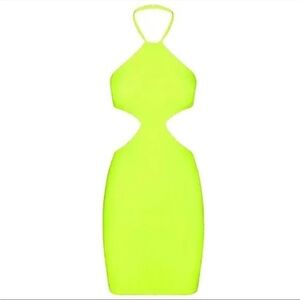 Skims fits everyone halter cutout mini dress- highlighter yellow